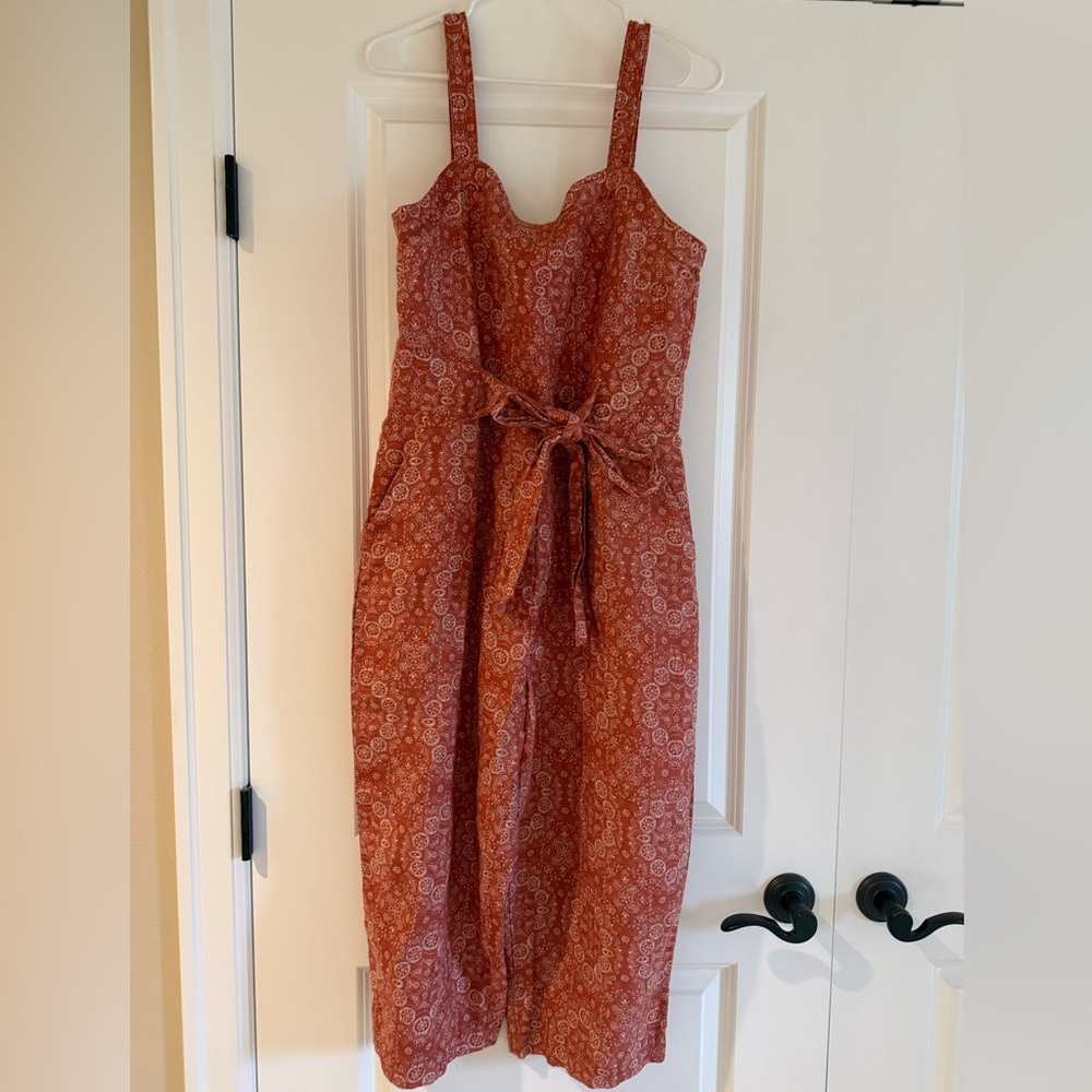 Fat Face Terracotta Floral Cropped Jumpsuit